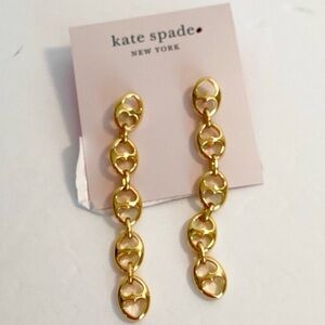 KATE SPADE Heavy Link Linear Drop Gold-Tone Preppy Classy Earrings NEW NWT